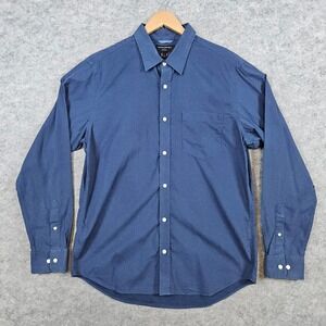 Banana Republic Men's Blue Dot Pattern Dress Shirt Size L 100% Cotton Soft Wash‎